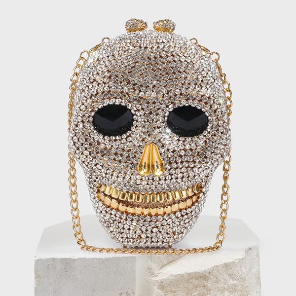 sourpuss clothing Ladies 3D Skull Clutch Purse Evening Bag Rhinestone Handbag for Prom Party