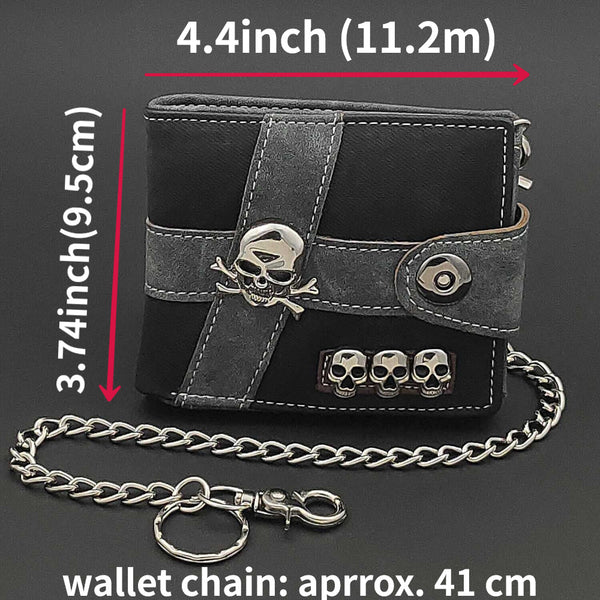 Sourpuss Clothing Skull Punk Biker Casual Hasp Wallet Purse With Chain For Men Or Boy