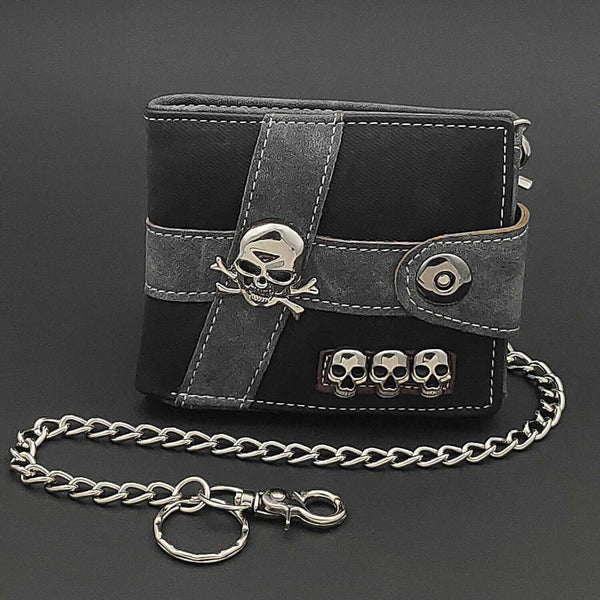 sourpuss clothing Skull Punk Biker Casual Hasp Wallet Purse With Chain For Men Or Boy