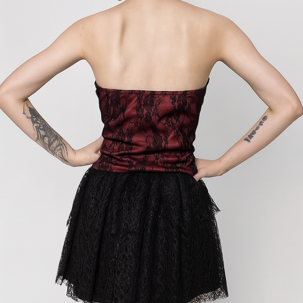 Sourpuss Clothing Crimson Lace Gothic Corset Top