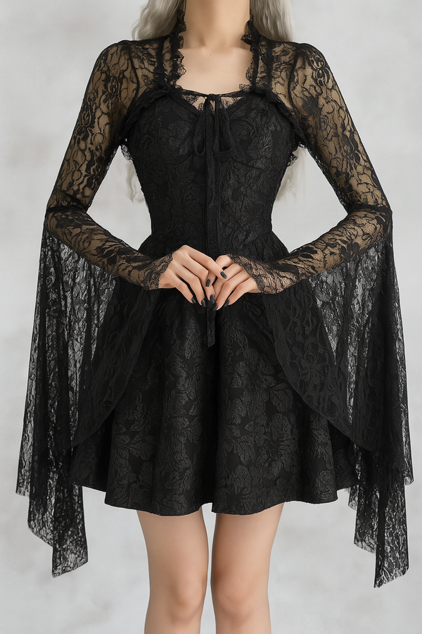 Sourpuss Clothing Gothic Lace Bell Sleeve Cardigan