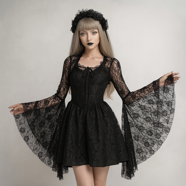Sourpuss Clothing Gothic Lace Bell Sleeve Cardigan