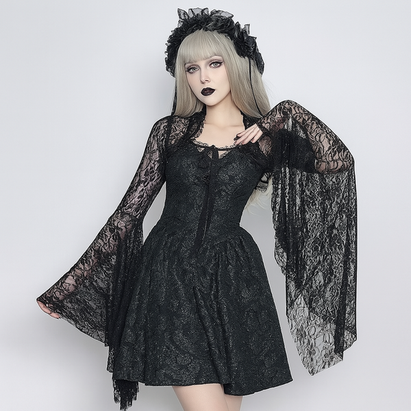 Sourpuss Clothing Gothic Lace Bell Sleeve Cardigan