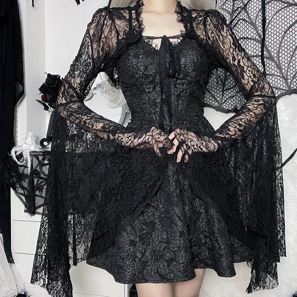 sourpuss clothing Gothic Lace Bell Sleeve Cardigan