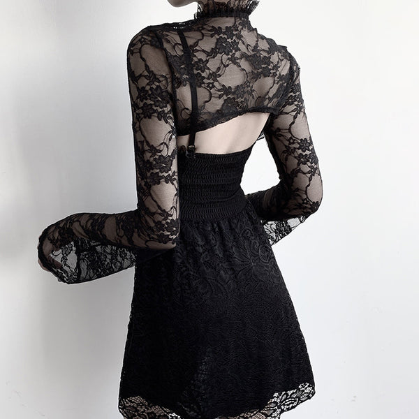 Sourpuss Clothing Gothic Lace Bell Sleeve Top