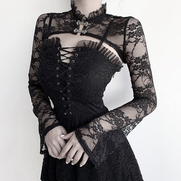 sourpuss clothing Gothic Lace Bell Sleeve Top
