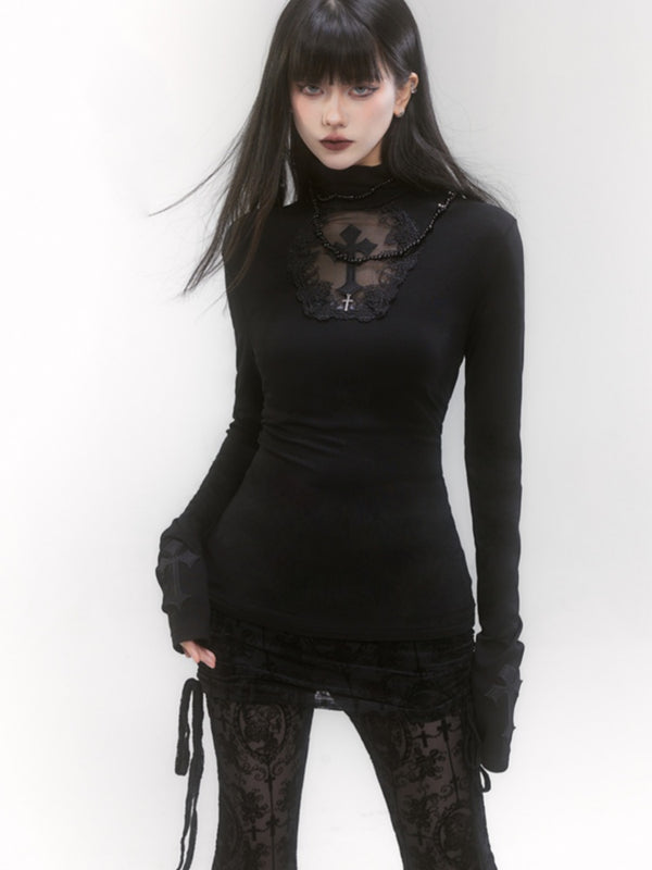 Sourpuss Clothing Haunting Cross Long Sleeve Top