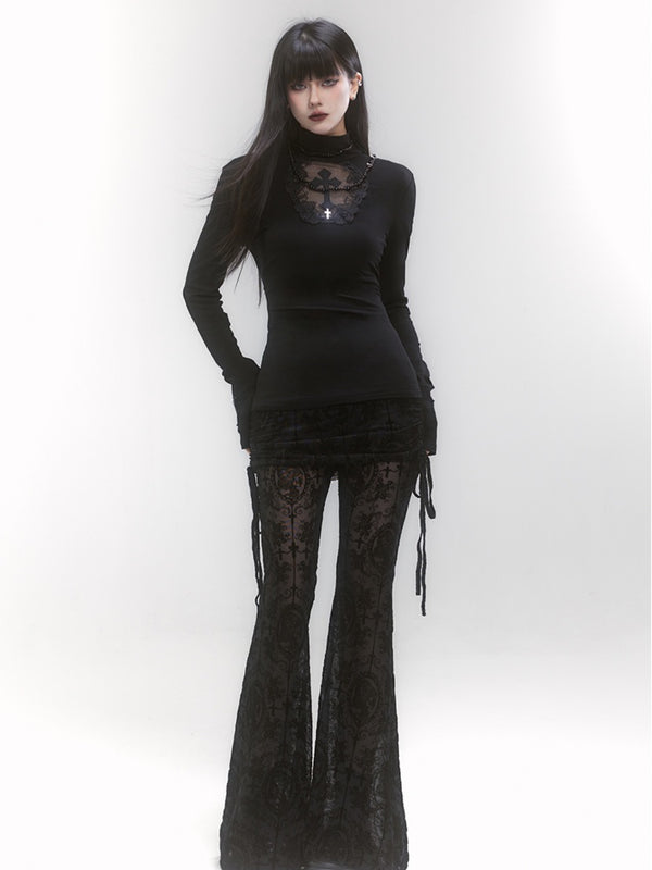 Sourpuss Clothing Haunting Cross Long Sleeve Top