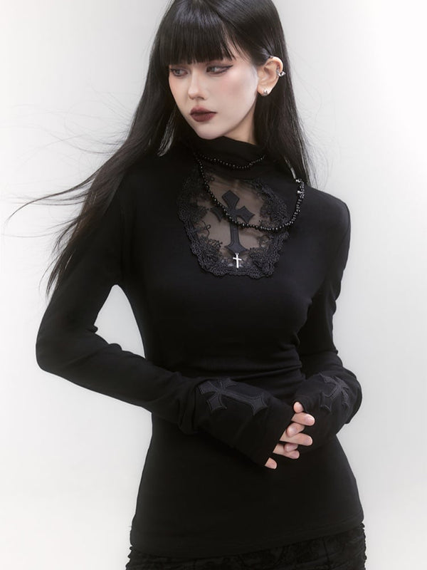 sourpuss clothing Haunting Cross Long Sleeve Top