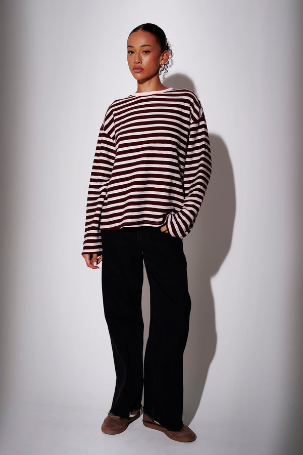 south beach Align Textured Long Sleeve Tee in Brown