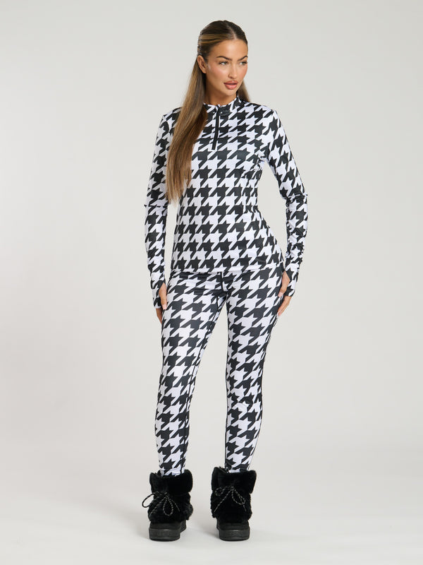 South Beach Alpine Legging In Monochrome Houndstooth