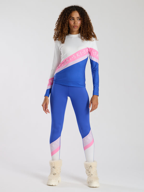 South Beach Avalanche Ski Slogan Base Layer Top In Blue