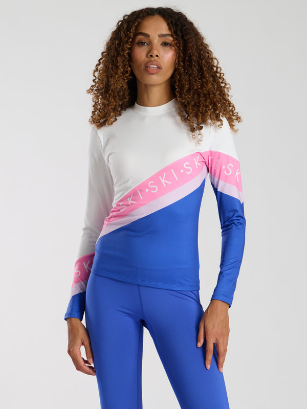 south beach Avalanche Ski Slogan Base Layer Top in Blue