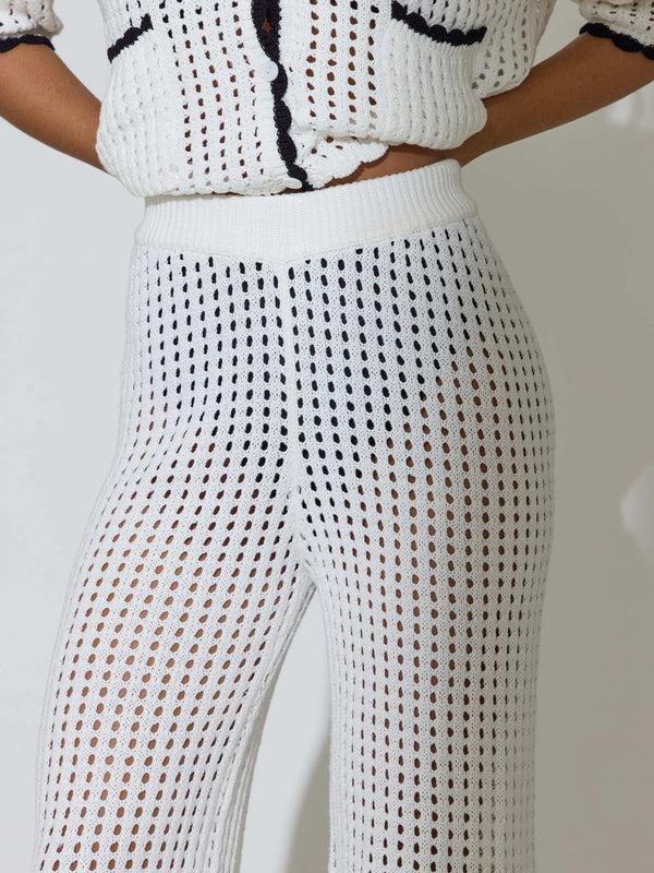 South Beach Cabo Crochet Wide Leg Trousers In White