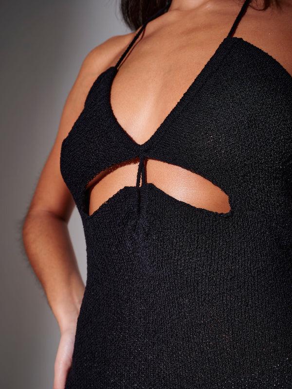 South Beach Celeste Knitted Cut-Out Maxi Dress In Black