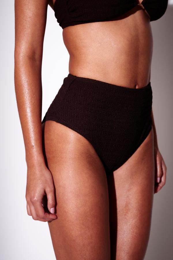 South Beach Flamenco Crinkle Bikini Bottoms In Chocolate