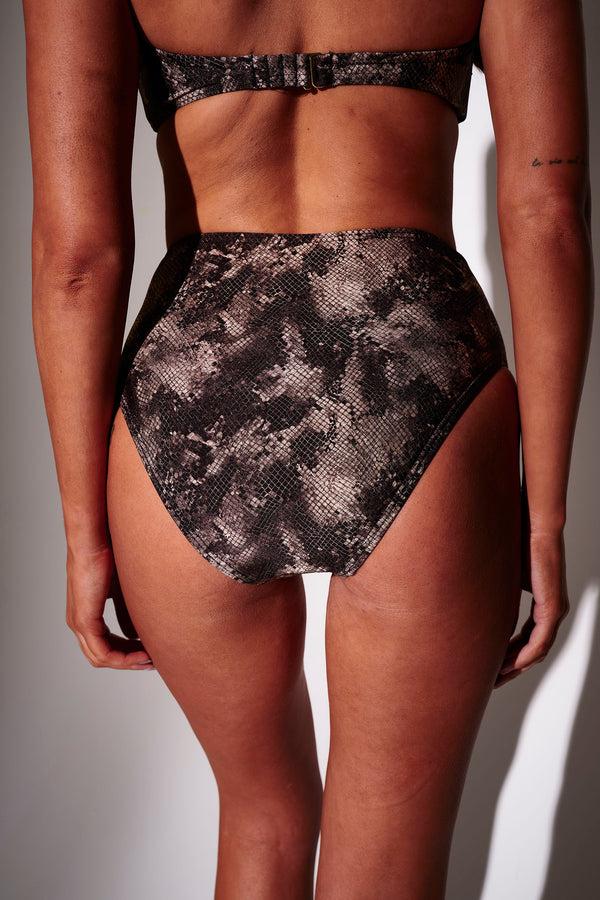 South Beach Flamenco High Waist Bikini Bottoms In Snakeskin