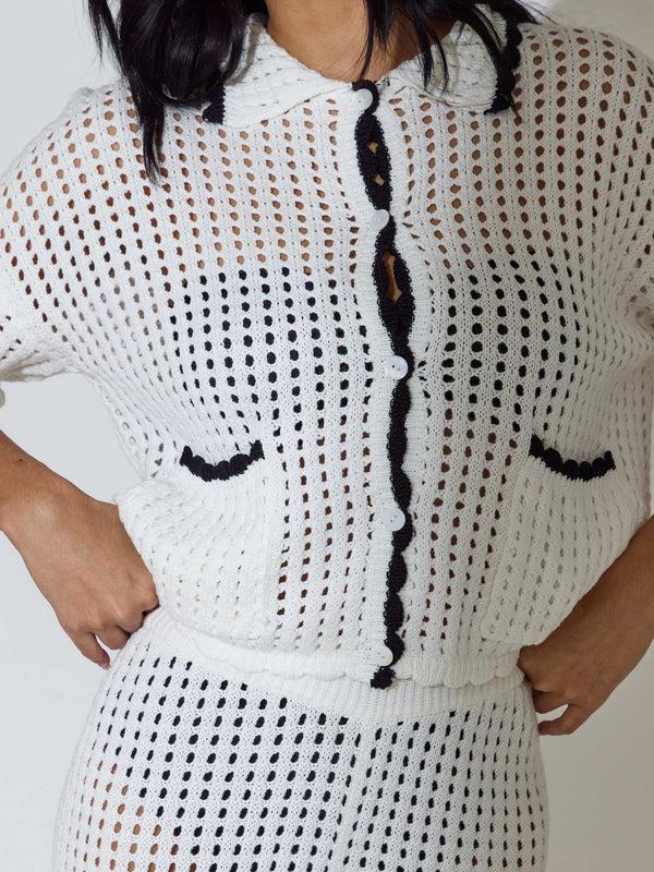 South Beach Getaway Knitted Short Sleeve Shirt In White