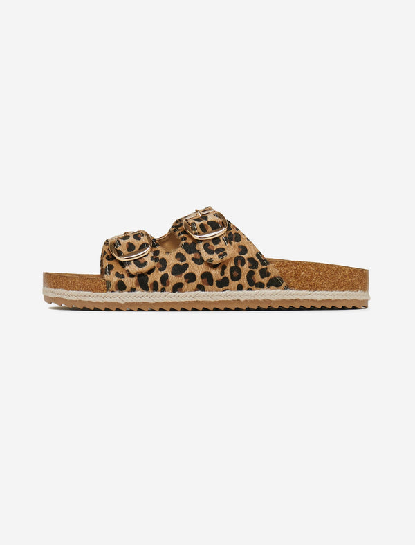 South Beach Leopard Double Buckle Espadrille Sandals