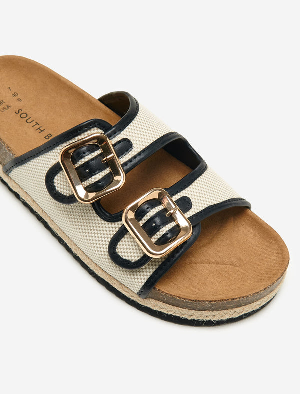South Beach Multi Contrast Edge Double Buckle Espadrilles
