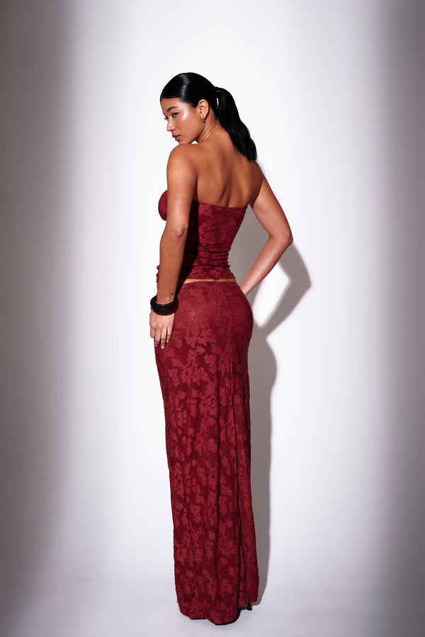 South Beach Phoenix Ring Detail Maxi Skirt In Burgundy