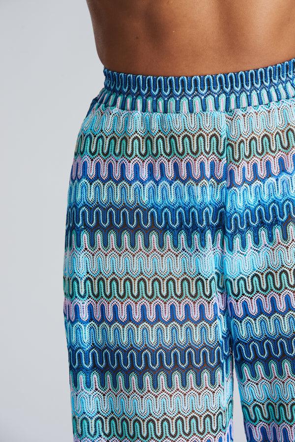 South Beach Praya Beach Trousers In Bondi Blue Crochet