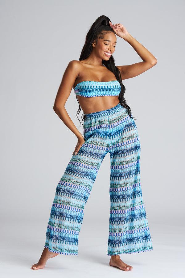 south beach Praya Beach Trousers in Bondi Blue Crochet