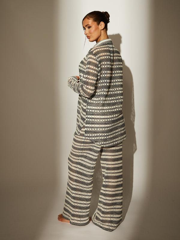 South Beach Praya Beach Trousers In Monochrome Crochet