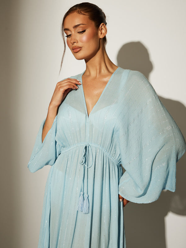 South Beach Sea Breeze Beach Dress With Metallic Detail In Blue