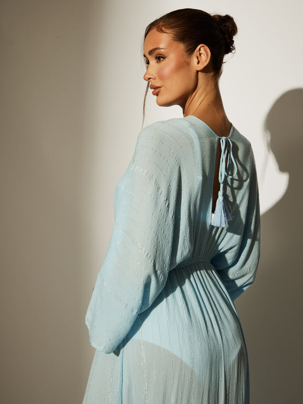 South Beach Sea Breeze Beach Dress With Metallic Detail In Blue