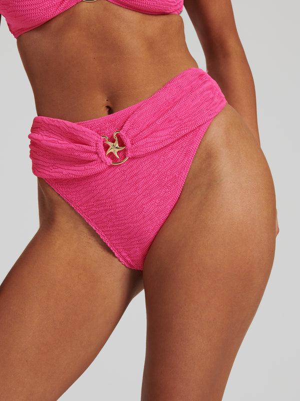 south beach Siesta Bikini Bottoms With Starfish Detail in Fuchsia