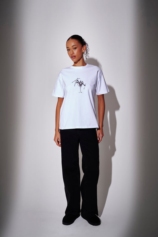 South Beach Ski Cocktail Glass Graphic Tee In White