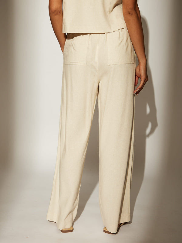 South Beach Slack Beige Linen Blend Tailored Trousers In Beige