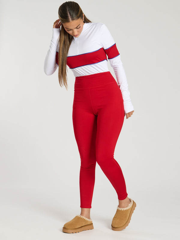 South Beach Alpine Base Layer Legging In Cherry