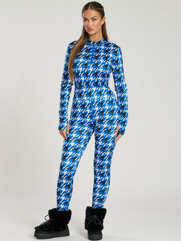 South Beach Alpine Legging In Cobalt Houndstooth