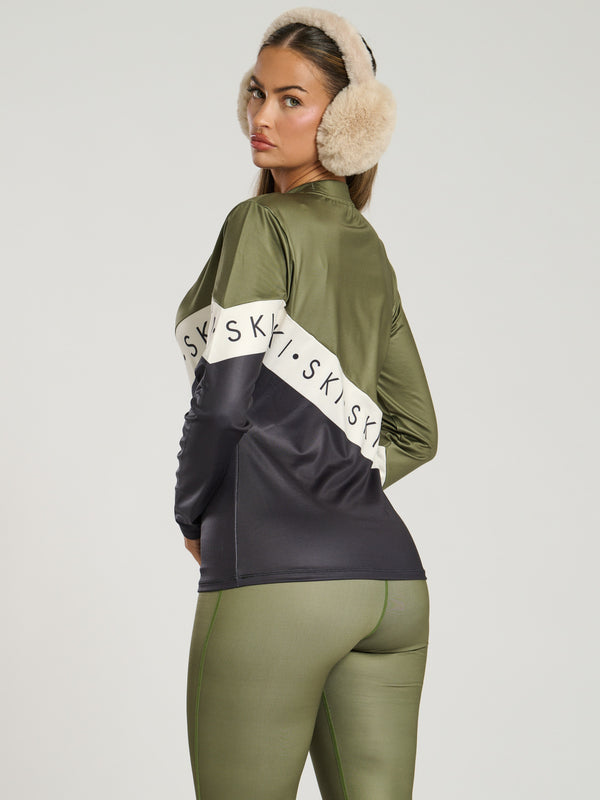 South Beach Alpine Ski Slogan Leggings In Olive