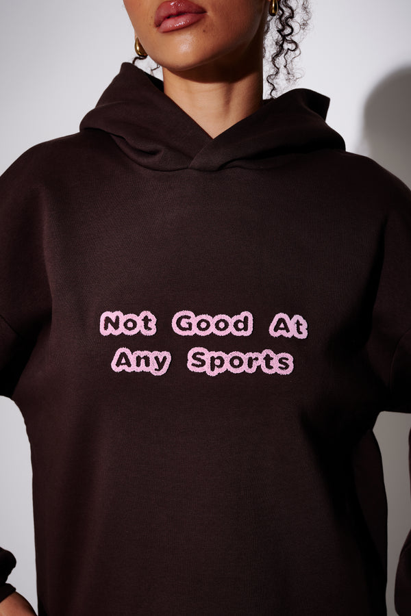 South Beach Bad At Sports Graphic Hoodie In Brown