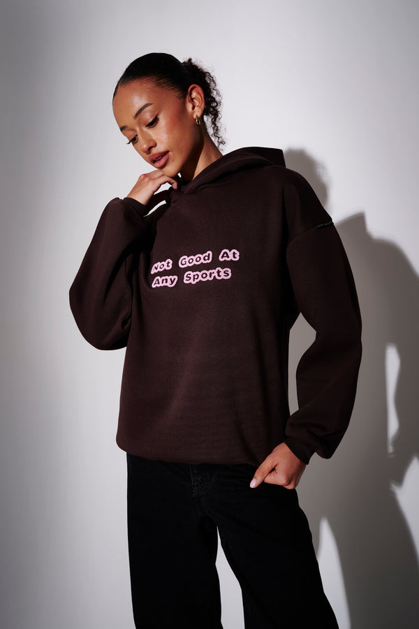 south beach Bad at Sports Graphic Hoodie in Brown