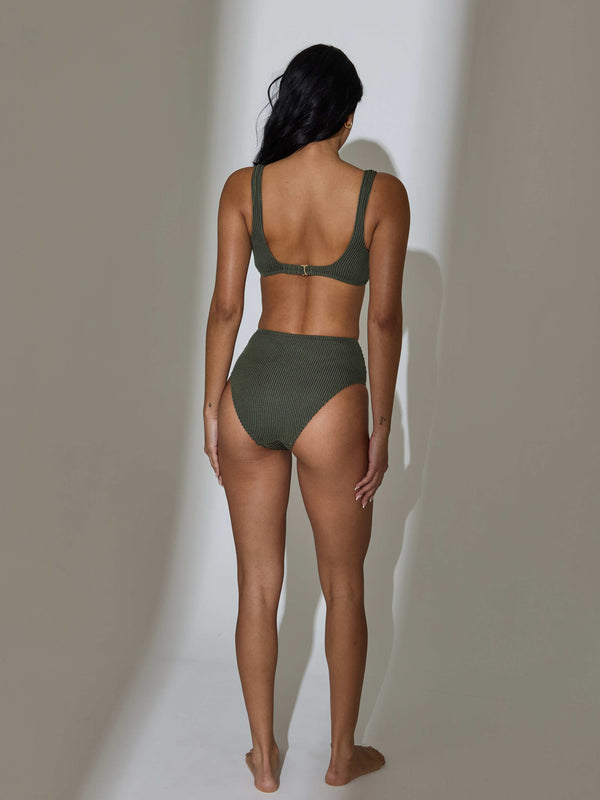 South Beach Binos Ring Detail Bikini Top In Khaki
