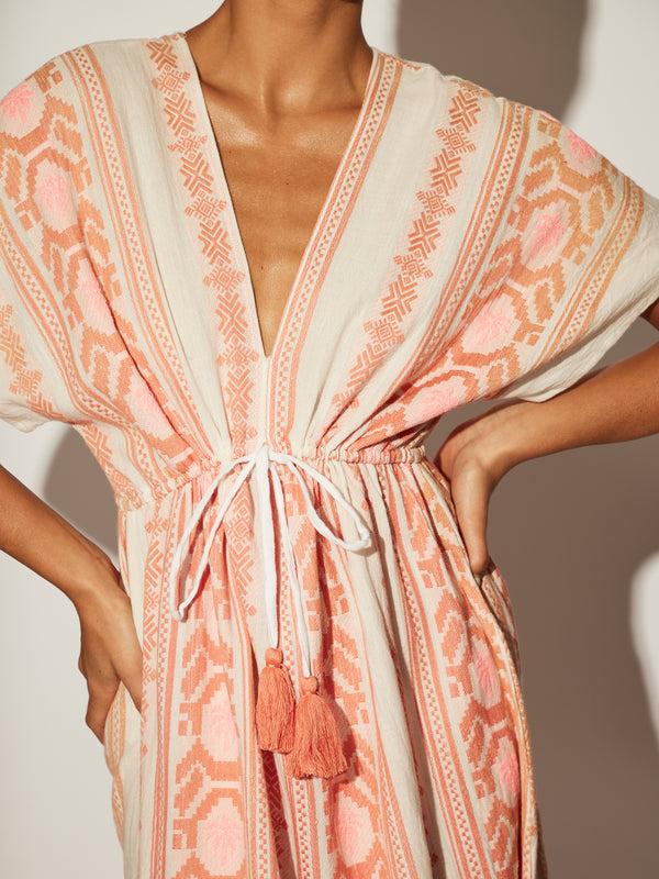 South Beach Bohemian Pink Jacquard Maxi Dress
