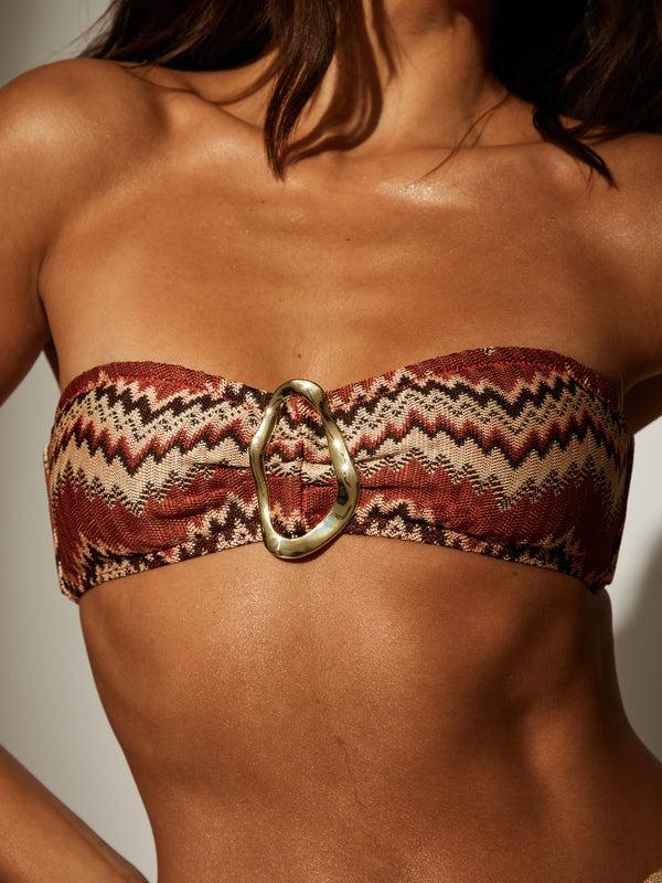 South Beach Boho Bikini Top In Copper Crochet