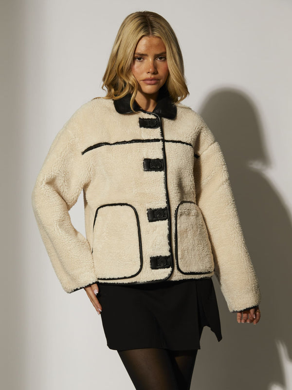 South Beach Borg Reversible Jacket In Monochrome