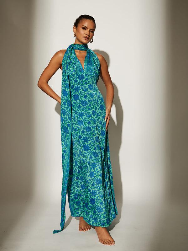 South Beach Cara Multiway Maxi Dress In Blue
