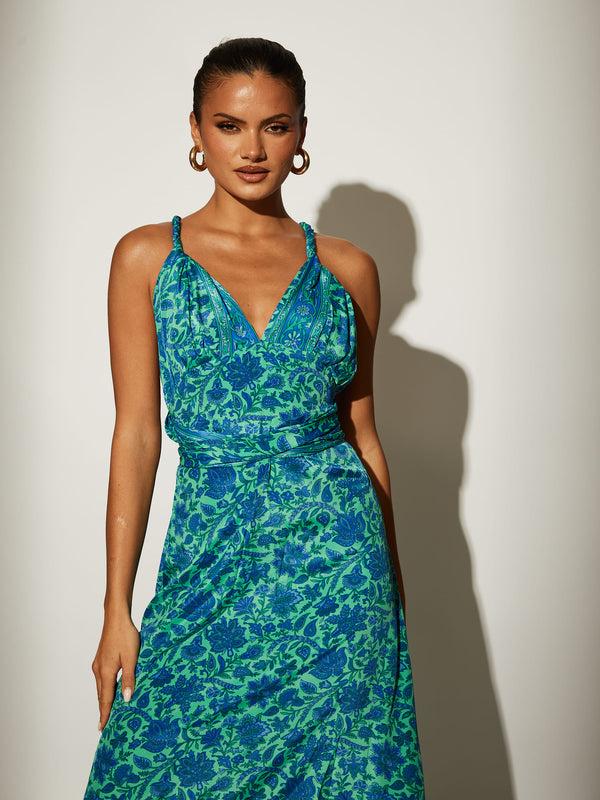South Beach Cara Multiway Maxi Dress In Blue