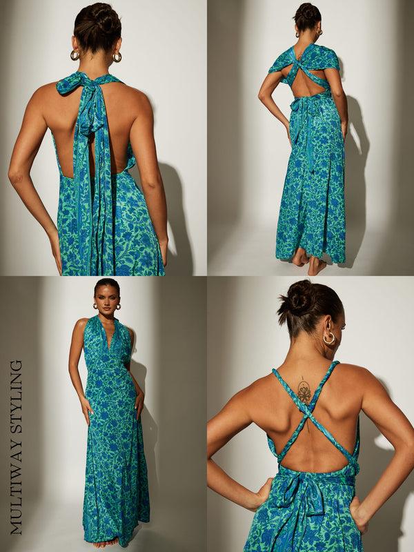 South Beach Cara Multiway Maxi Dress In Blue