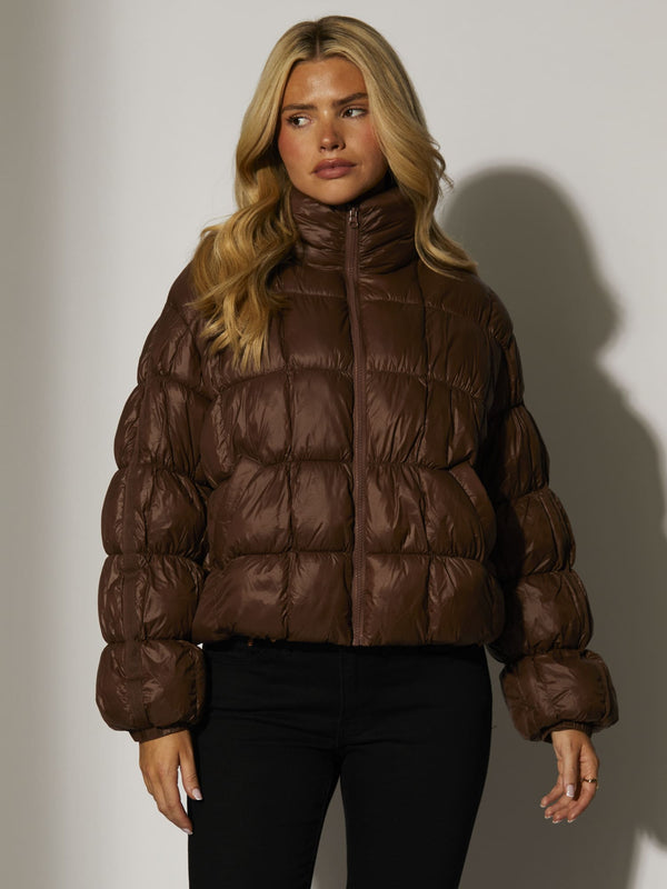south beach Cocoon Quilted Jacket in Brown