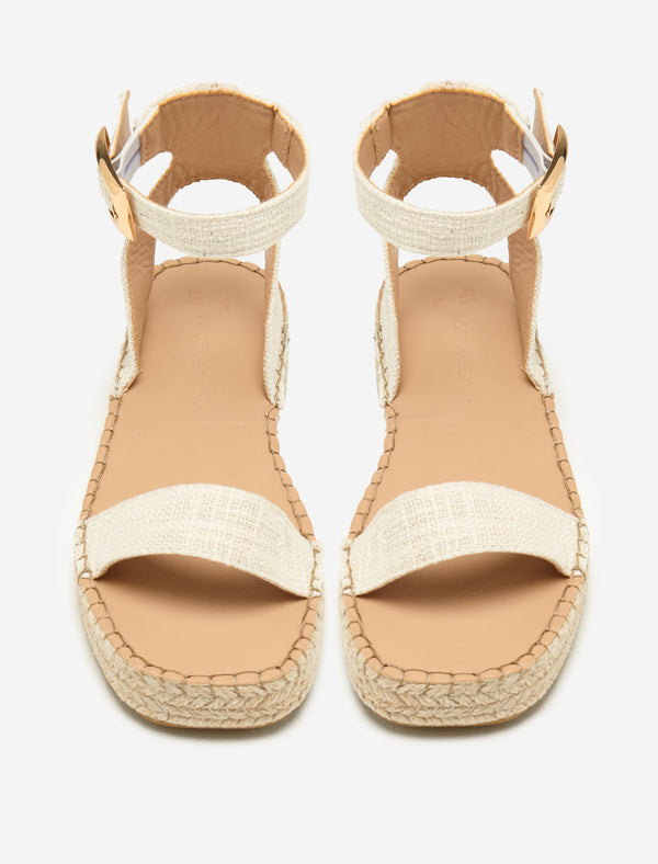 South Beach Cream Linen Two Part Espadrilles