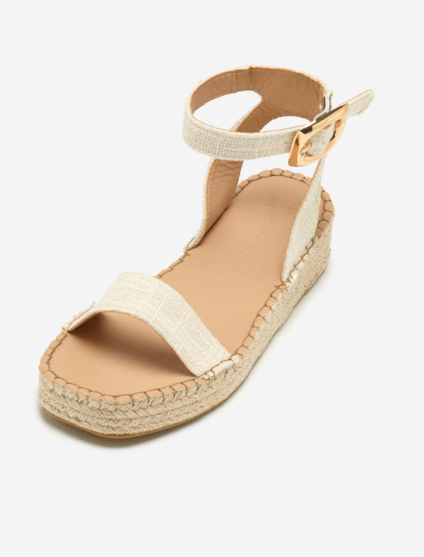 South Beach Cream Linen Two Part Espadrilles