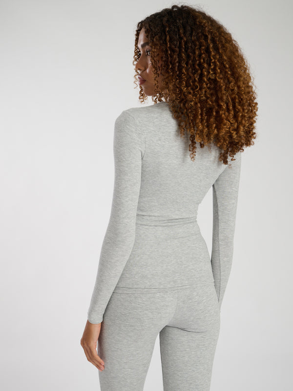 South Beach Daily Ribbed Lounge Top In Grey