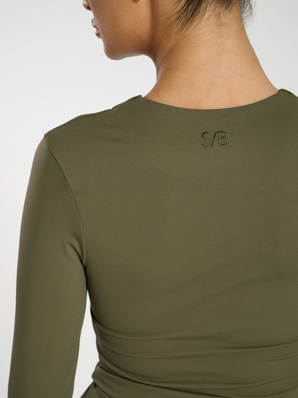 South Beach Daily Ribbed Top In Khaki